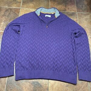 Robert Graham Wool Blend Purple Quarter Zip-Up Sweater